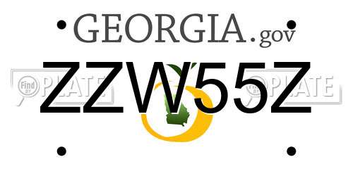 ZZW55Z Georgia License Plate