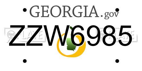 ZZW6985 Georgia License Plate