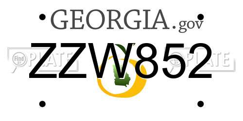 ZZW852 Georgia License Plate