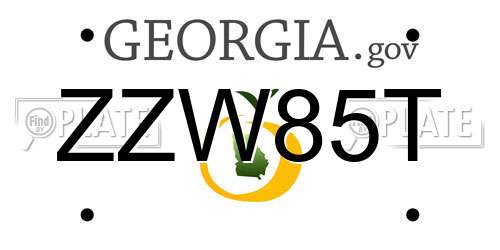 ZZW85T Georgia License Plate