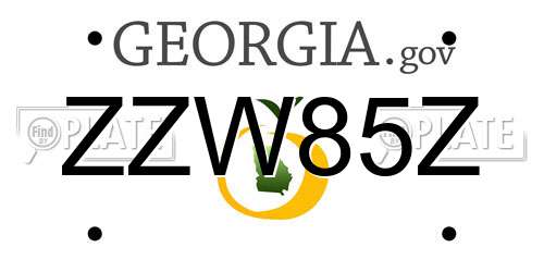 ZZW85Z Georgia License Plate