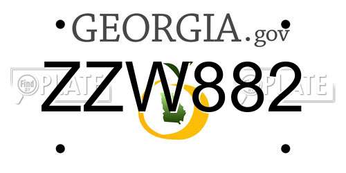ZZW882 Georgia License Plate