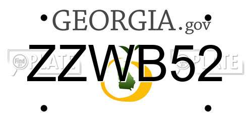 ZZWB52 Georgia License Plate