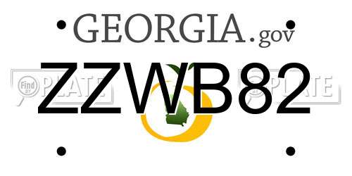 ZZWB82 Georgia License Plate