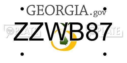 ZZWB87 Georgia License Plate