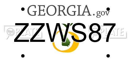 ZZWS87 Georgia License Plate