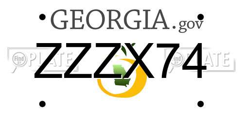 ZZZX74 Georgia License Plate