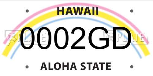0002GD Hawaii License Plate