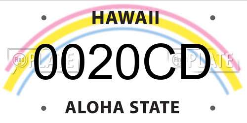 0020CD Hawaii License Plate