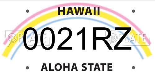 0021RZ Hawaii License Plate