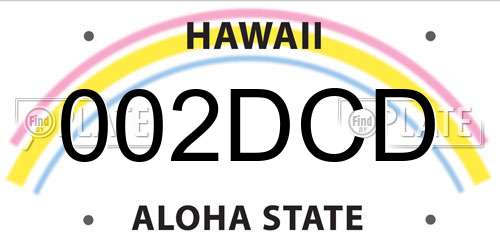 002DCD Hawaii License Plate