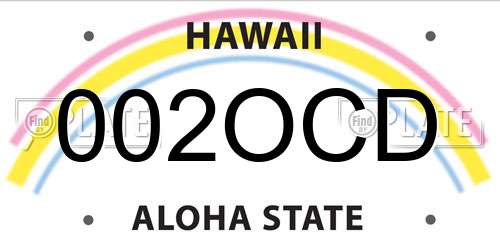 002OCD Hawaii License Plate