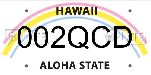002QCD Hawaii License Plate