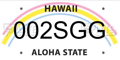 002SGG Hawaii License Plate