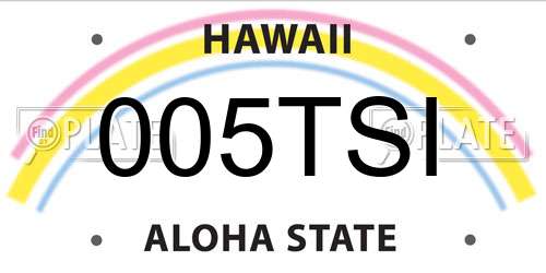 005TSI Hawaii License Plate