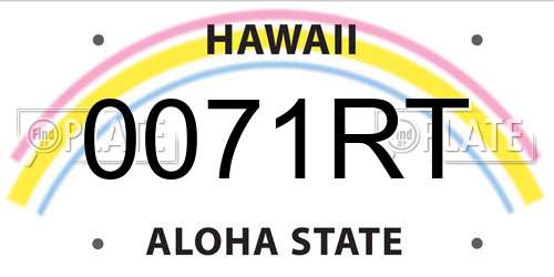 0071RT Hawaii License Plate