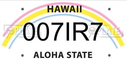 007IR7 Hawaii License Plate
