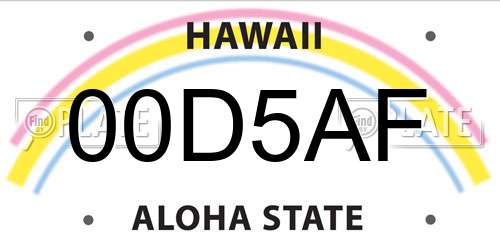00D5AF Hawaii License Plate