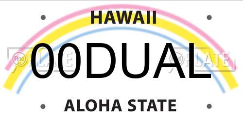 00DUAL Hawaii License Plate