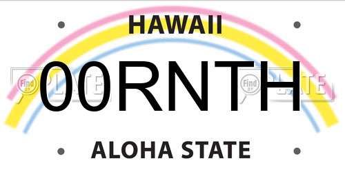 00RNTH Hawaii License Plate