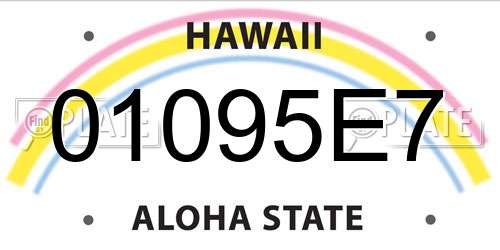 01095E7 Hawaii License Plate