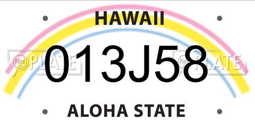 013J58 Hawaii License Plate