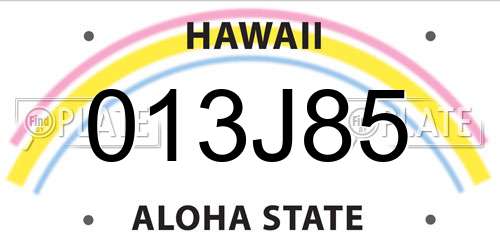 013J85 Hawaii License Plate