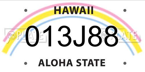 013J88 Hawaii License Plate