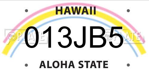 013JB5 Hawaii License Plate