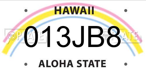013JB8 Hawaii License Plate