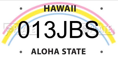 013JBS Hawaii License Plate