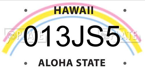 013JS5 Hawaii License Plate
