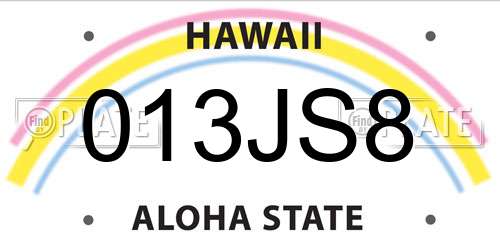 013JS8 Hawaii License Plate
