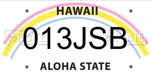 013JSB Hawaii License Plate