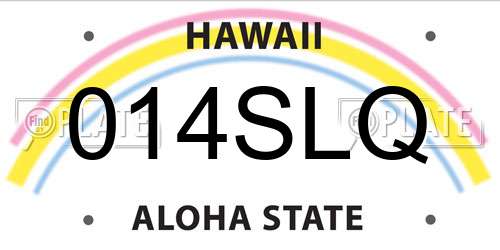 014SLQ Hawaii License Plate