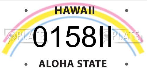 0158II Hawaii License Plate