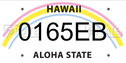 0165EB Hawaii License Plate