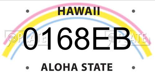 0168EB Hawaii License Plate