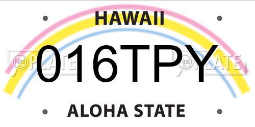 016TPY Hawaii License Plate