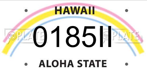 0185II Hawaii License Plate