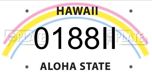 0188II Hawaii License Plate