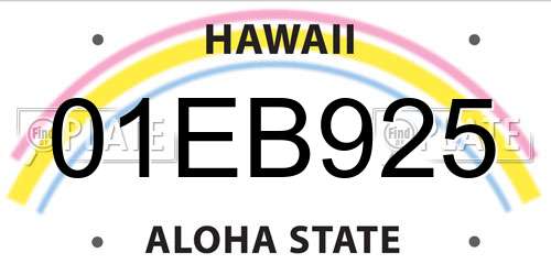 01EB925 Hawaii License Plate