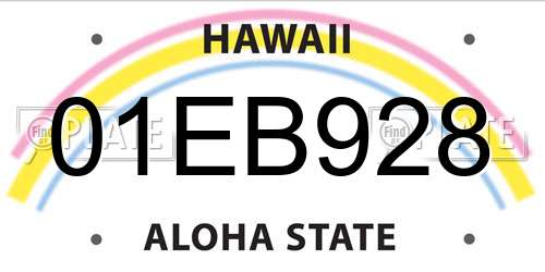 01EB928 Hawaii License Plate