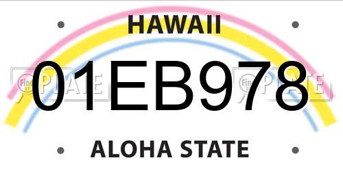 01EB978 Hawaii License Plate