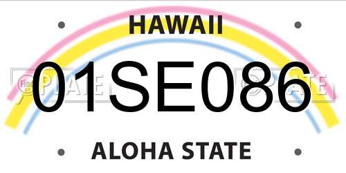 01SE086 Hawaii License Plate