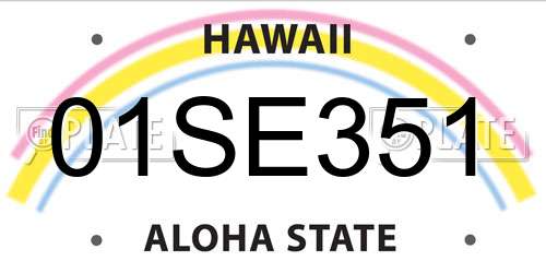 01SE351 Hawaii License Plate