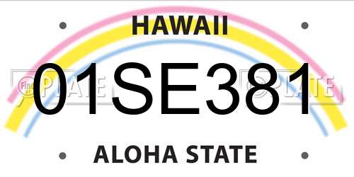 01SE381 Hawaii License Plate