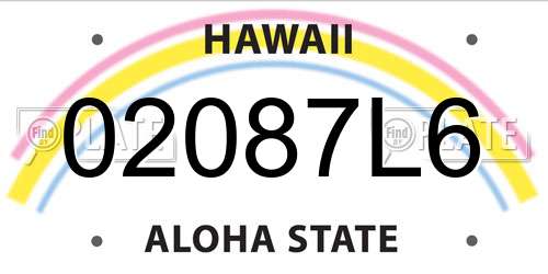 02087L6 Hawaii License Plate