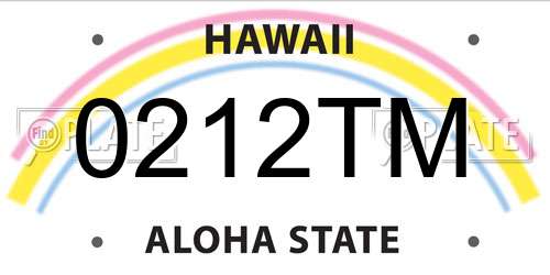 0212TM Hawaii License Plate