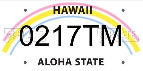 0217TM Hawaii License Plate